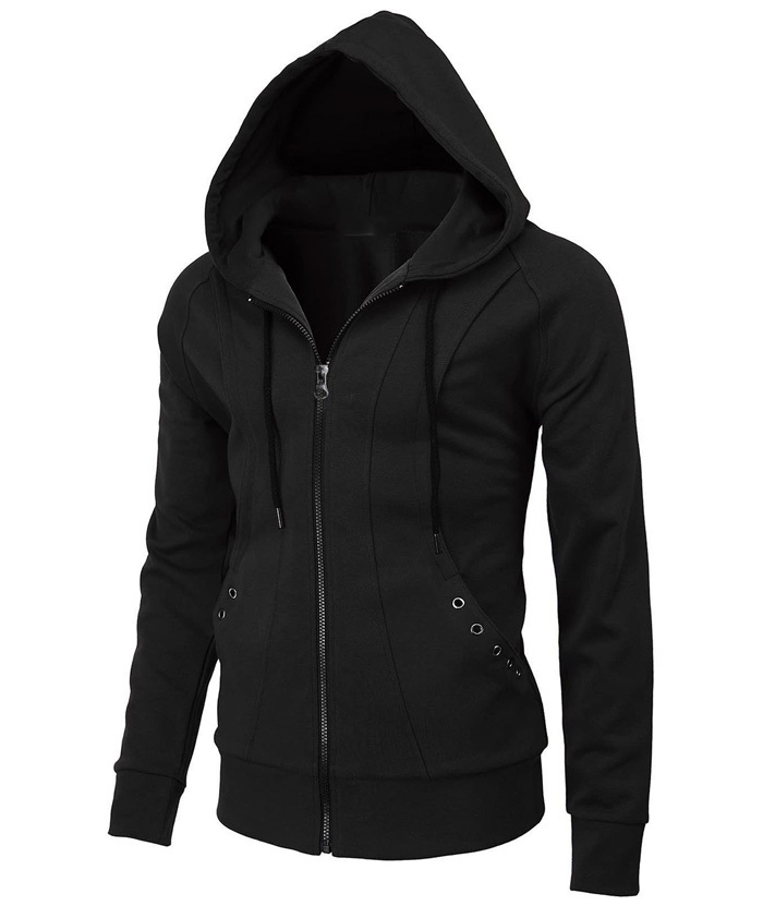 Men's Lightweight Long Sleeve Solid Color Full Zip Up Hoodie-DUMFH05025|Zitysports