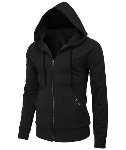 Men's Lightweight Long Sleeve Solid Color Full Zip Up Hoodie-DUMFH05025|Zitysports