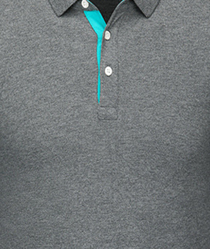 Men's Casual Long Sleeve Solid Color Polo Shirt-SD8988