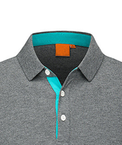 Men's Casual Long Sleeve Solid Color Polo Shirt-SD8988