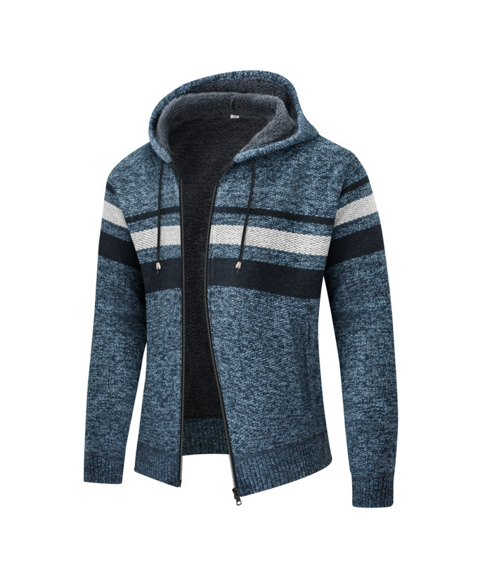 ZITY Men's Thickened Patchwork Hoodie Sweater Coat with Hood-ZPK005860 | Zitysports