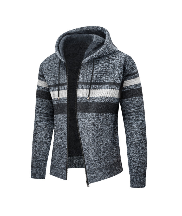 ZITY Men's Thickened Patchwork Hoodie Sweater Coat with Hood-ZPK005860 | Zitysports