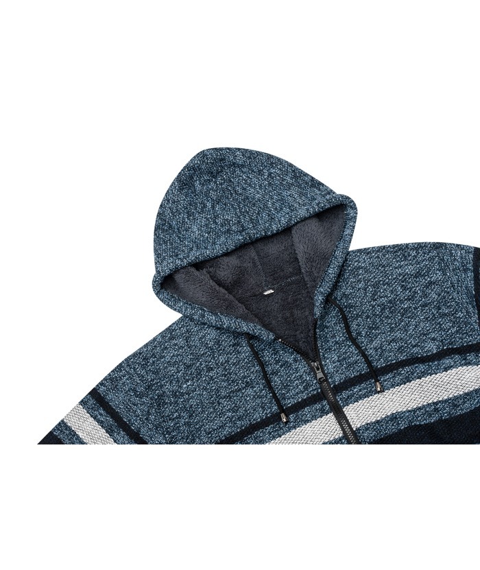 ZITY Men's Thickened Patchwork Hoodie Sweater Coat with Hood-ZPK005860 | Zitysports