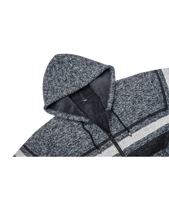 ZITY Men's Thickened Patchwork Hoodie Sweater Coat with Hood-ZPK005860 | Zitysports