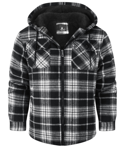 ZITY Men's Full Zipper With Pockets Fleece Plaid Hoodie-EUMFJ130