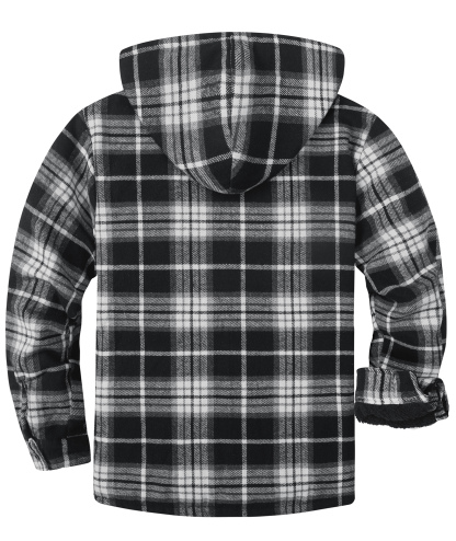 ZITY Men's Full Zipper With Pockets Fleece Plaid Hoodie-EUMFJ130