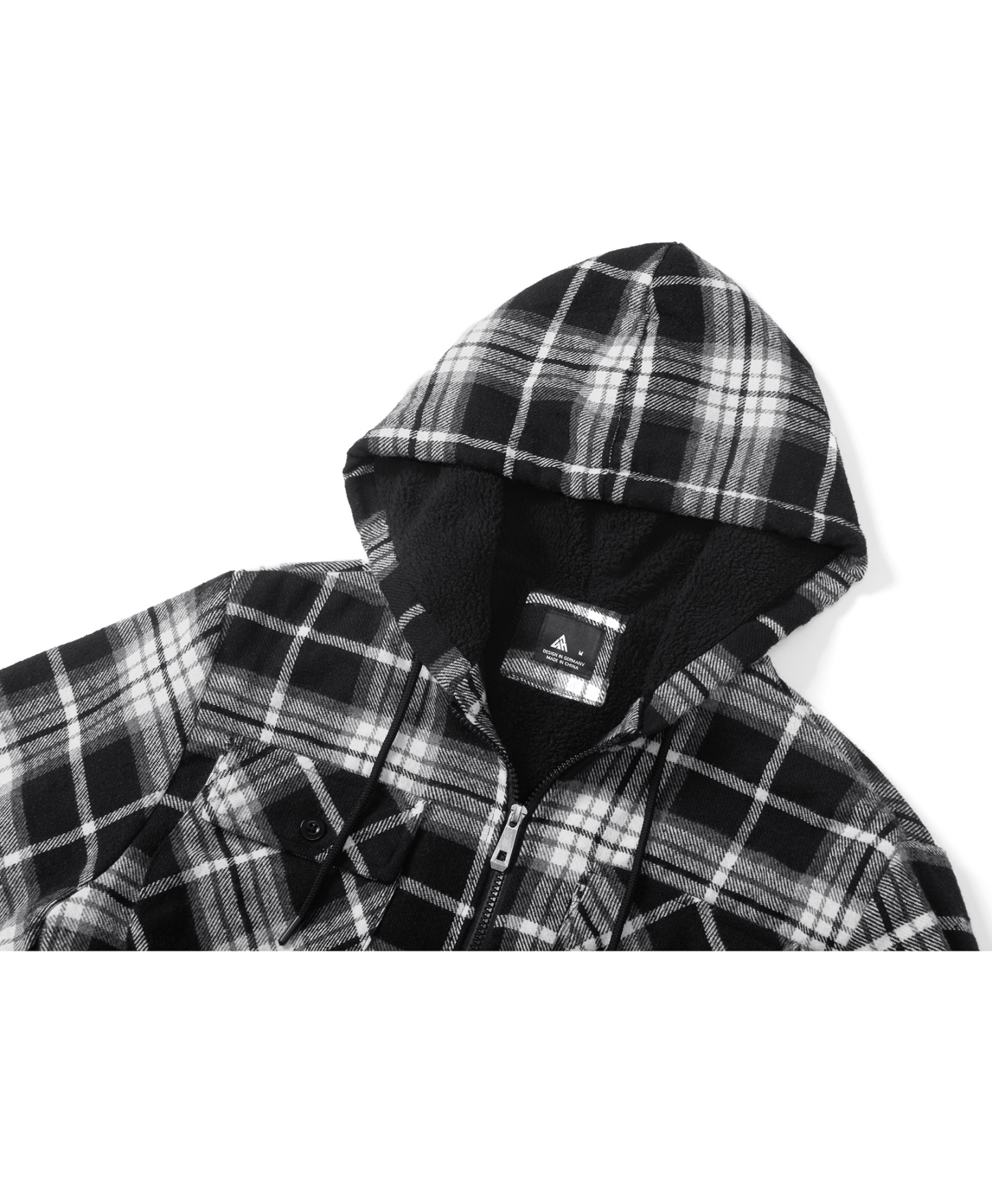 ZITY Men's Full Zipper With Pockets Fleece Plaid Hoodie-EUMFJ130