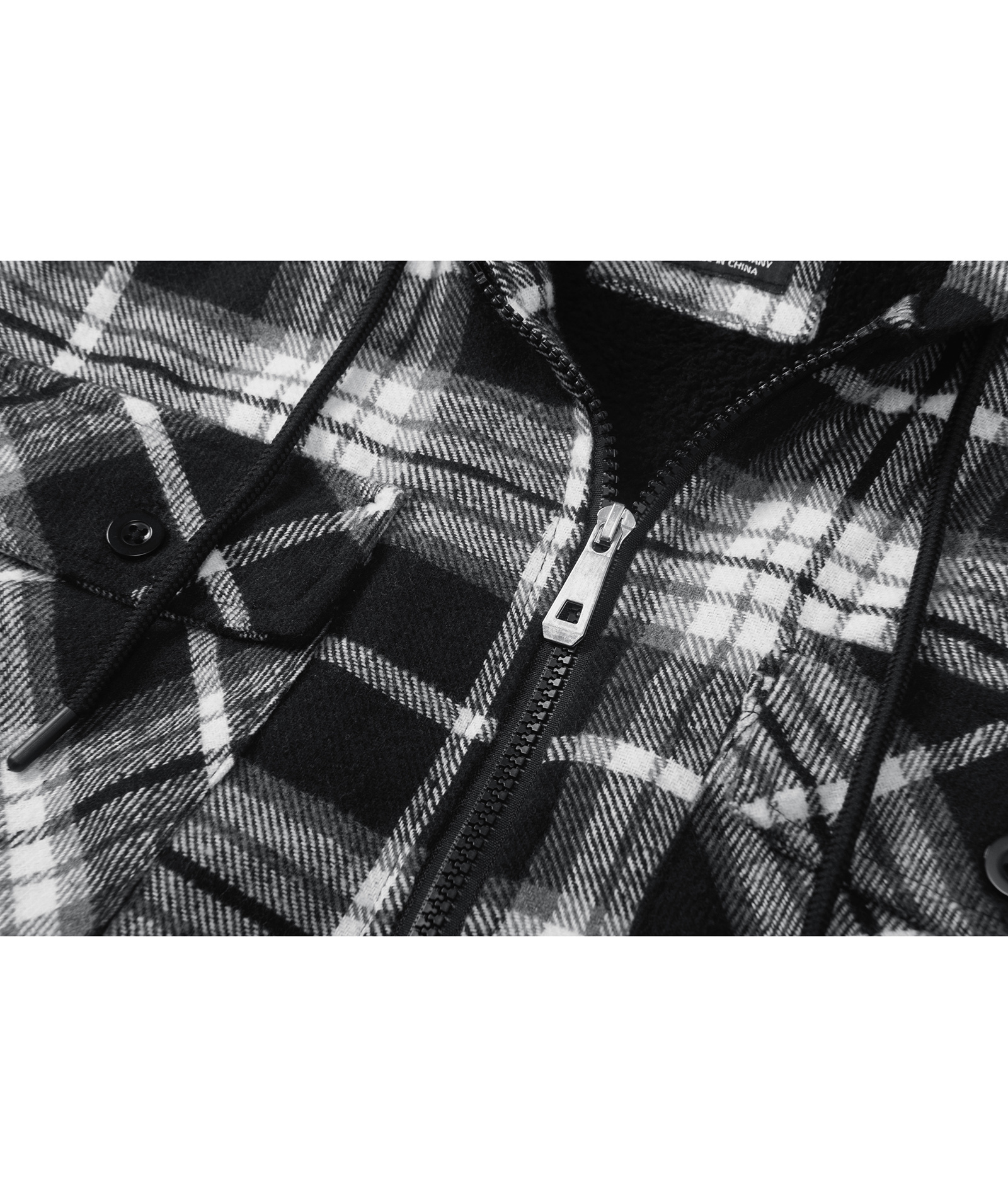 ZITY Men's Full Zipper With Pockets Fleece Plaid Hoodie-EUMFJ130