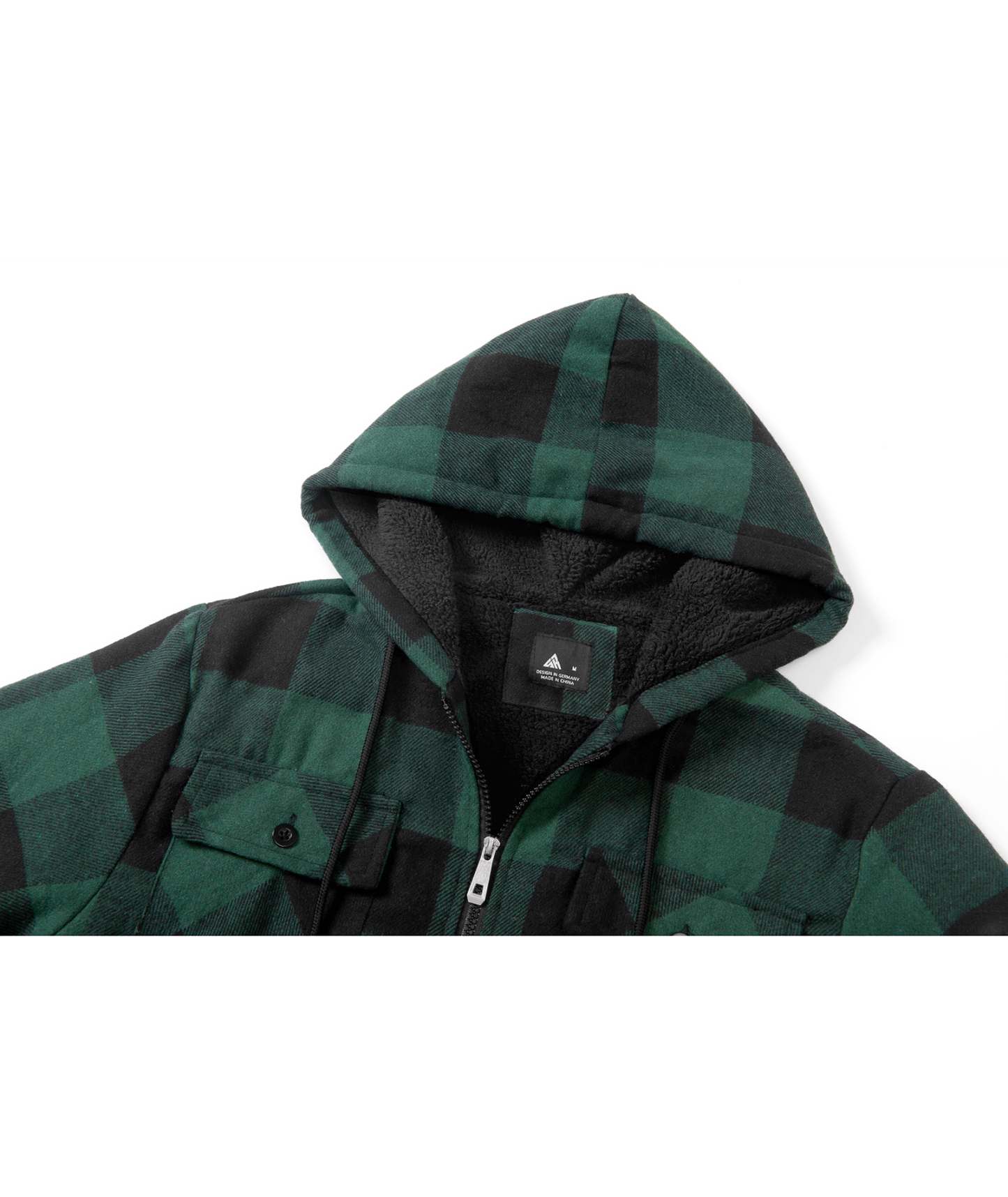 ZITY Men's Full Zipper With Pockets Fleece Plaid Hoodie-EUMFJ130