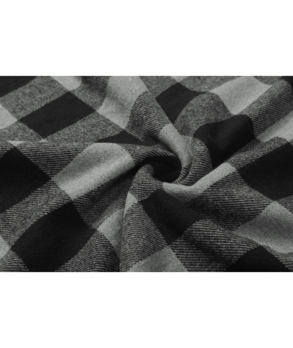 ZITY Men's Full Zipper With Pockets Fleece Plaid Hoodie-EUMFJ130