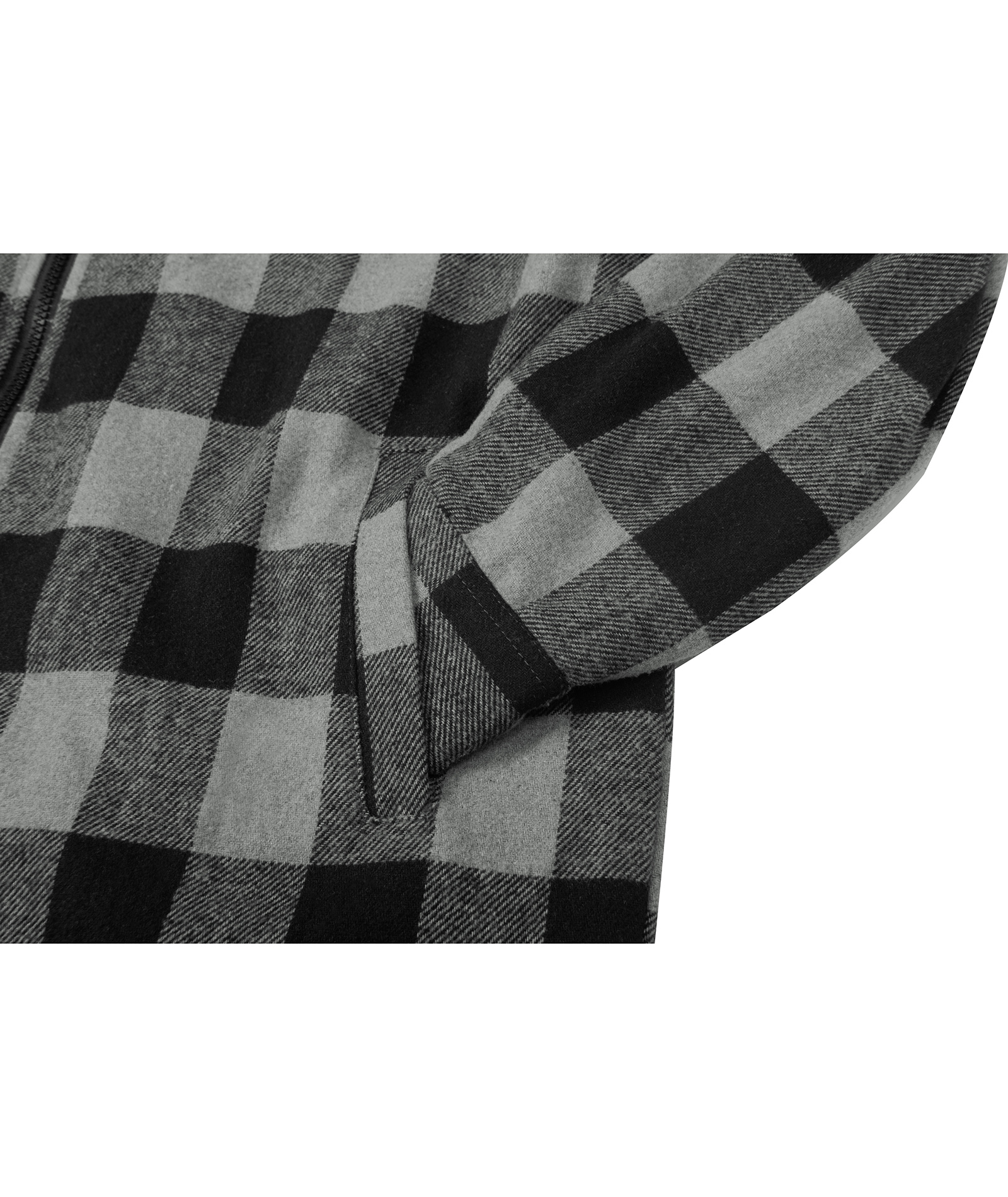 ZITY Men's Full Zipper With Pockets Fleece Plaid Hoodie-EUMFJ130