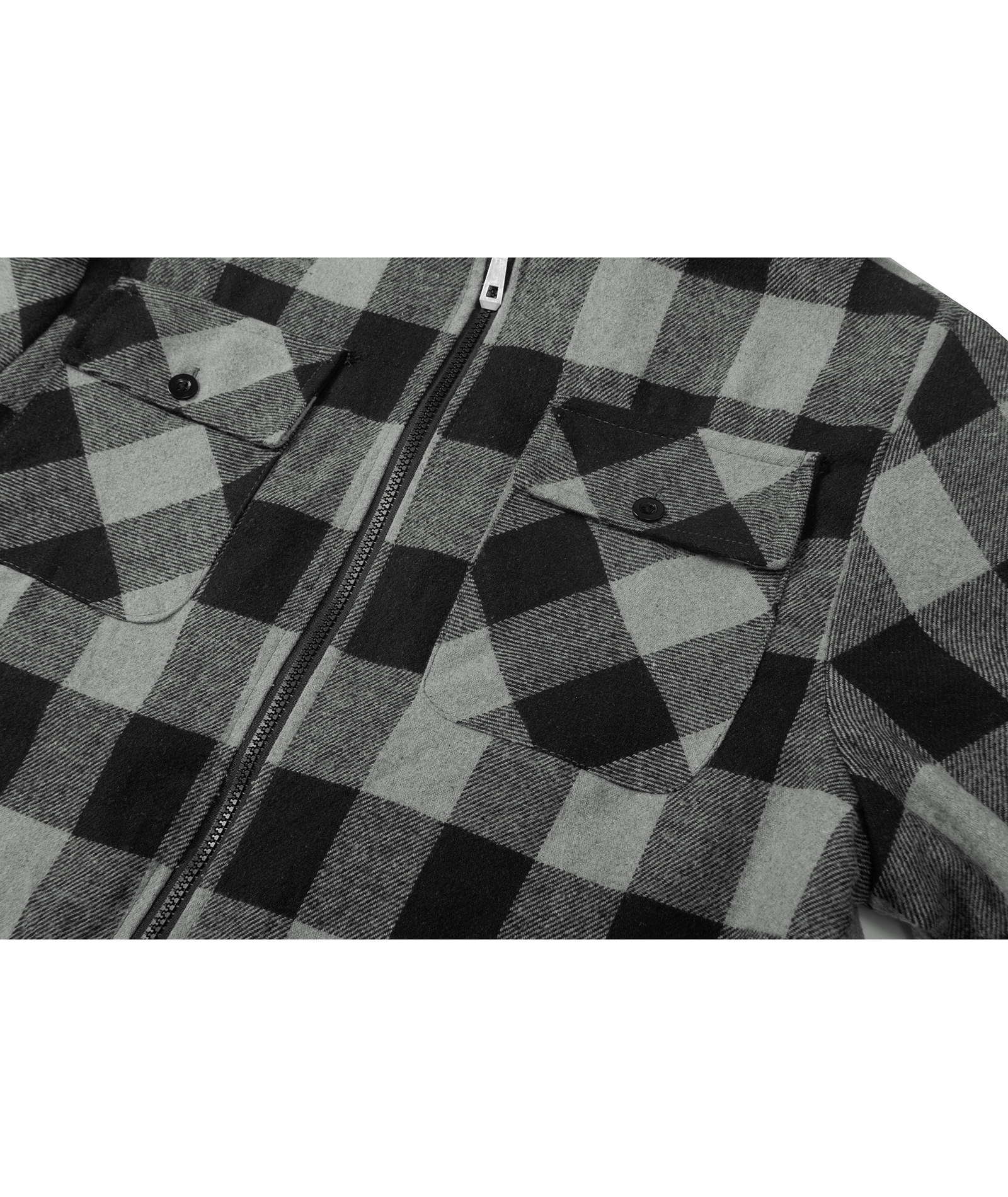 ZITY Men's Full Zipper With Pockets Fleece Plaid Hoodie-EUMFJ130