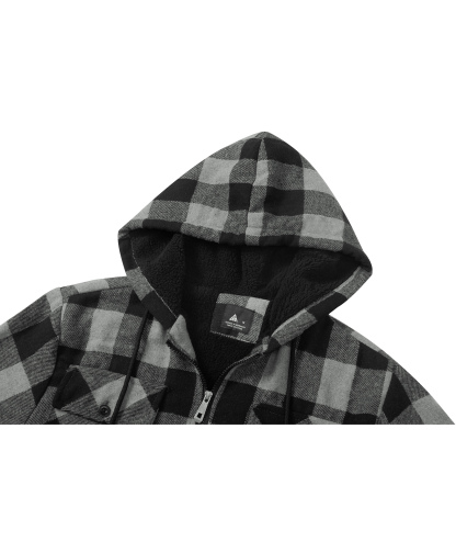 ZITY Men's Full Zipper With Pockets Fleece Plaid Hoodie-EUMFJ130