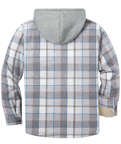 ZITY Men's Full Zipper Long Sleeve Fleece Plaid Hoodie-CUMJA04083
