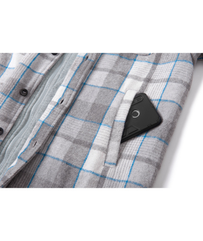 ZITY Men's Full Zipper Long Sleeve Fleece Plaid Hoodie-CUMJA04083