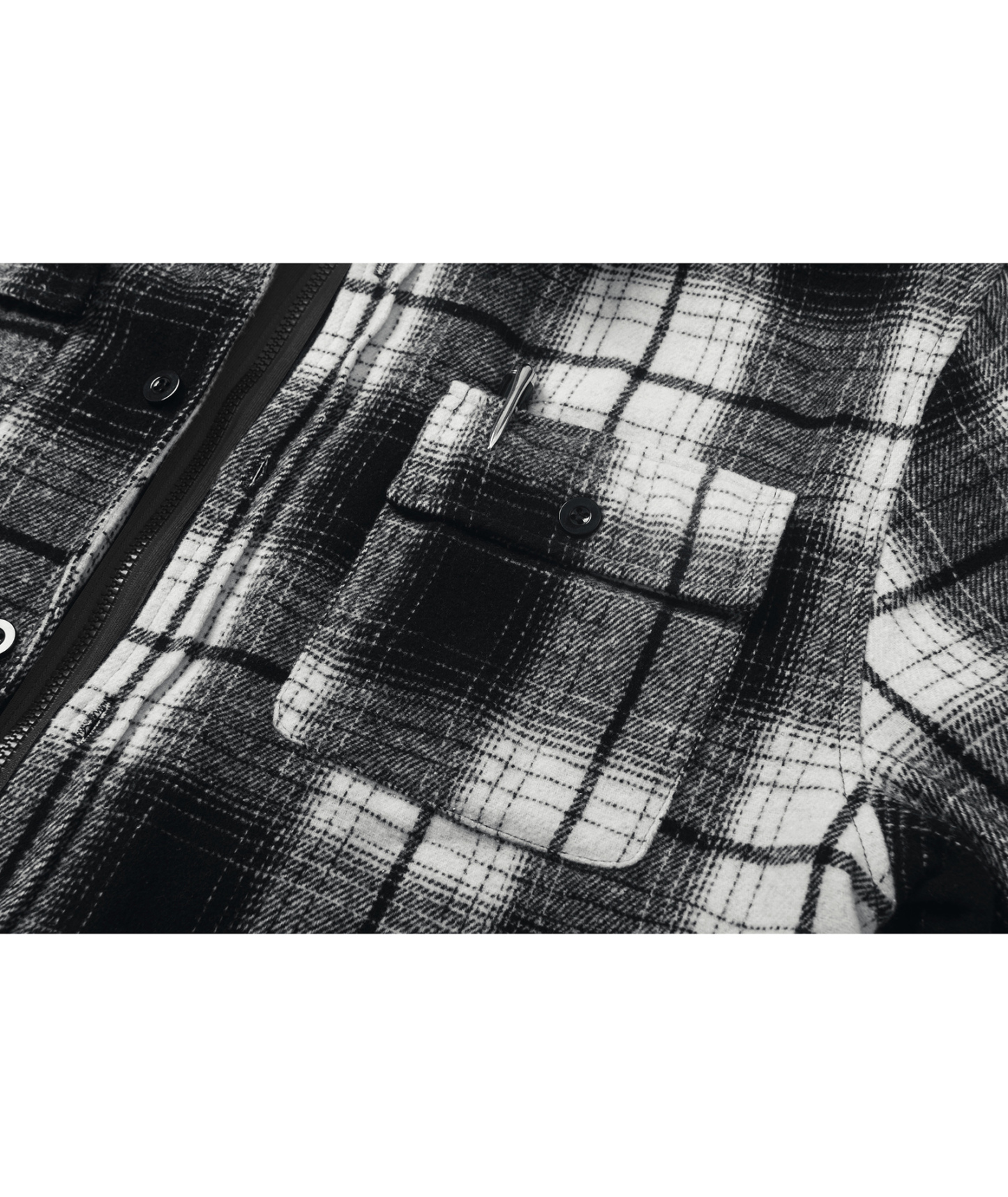 ZITY Men's Full Zipper Long Sleeve Fleece Plaid Hoodie-CUMJA04083