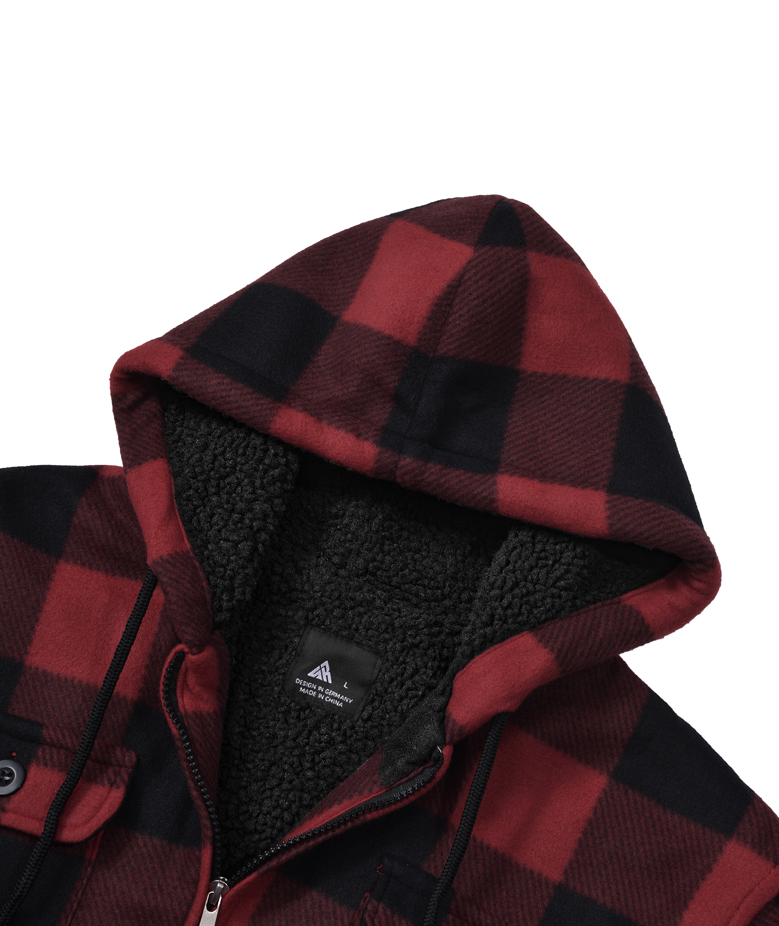 ZITY Men's Full Zipper With Pockets Fleece Plaid Hoodie-EUMFJ130