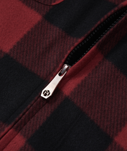 ZITY Men's Full Zipper With Pockets Fleece Plaid Hoodie-EUMFJ130