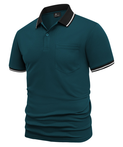ZITY Men's Contrast Collar Slim Fit Polo Shirt-CUMPO05144