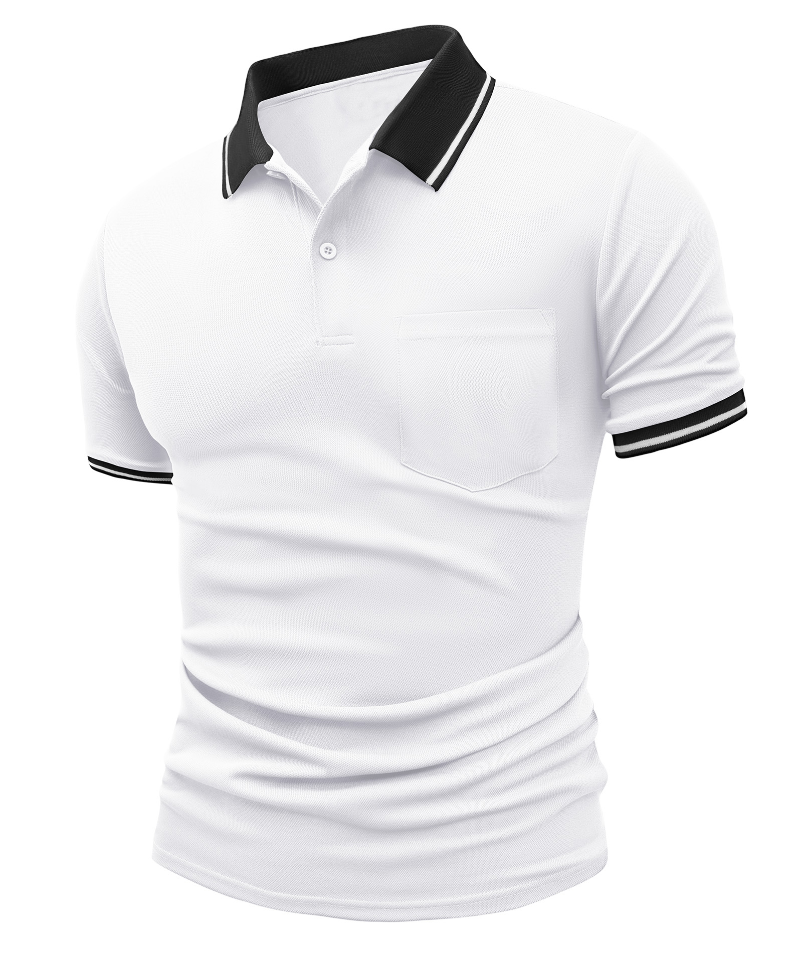 Men's Contrast Collar Slim Fit Polo Shirt