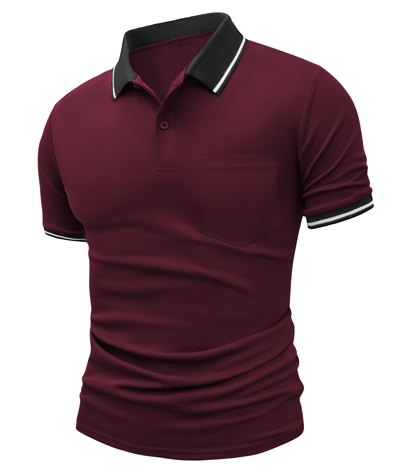Men's Contrast Collar Slim Fit Polo Shirt