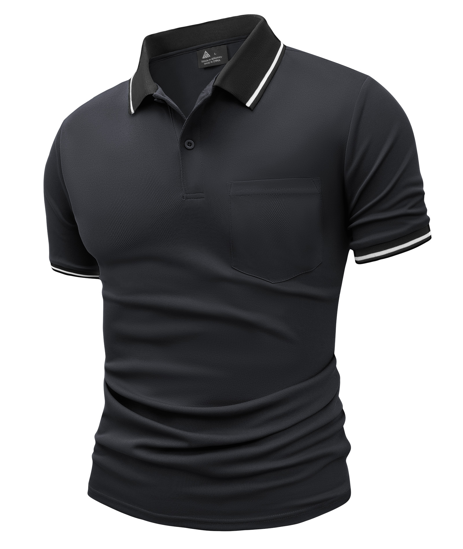 ZITY Men's Contrast Collar Slim Fit Polo Shirt-CUMPO05144