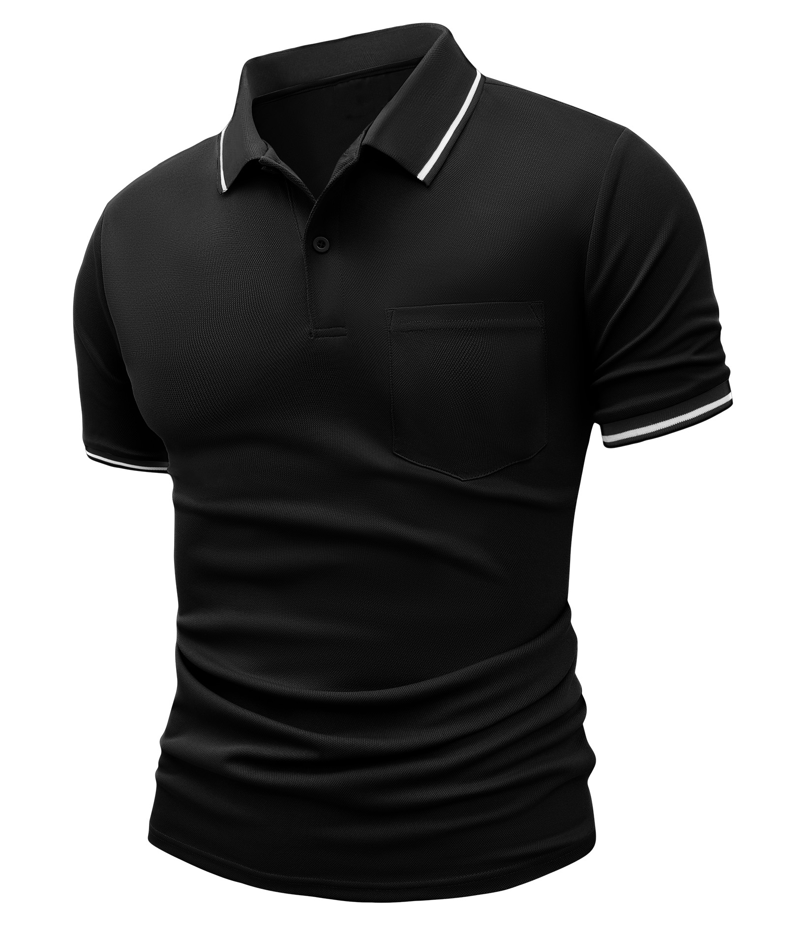 Men's Contrast Collar Slim Fit Polo Shirt