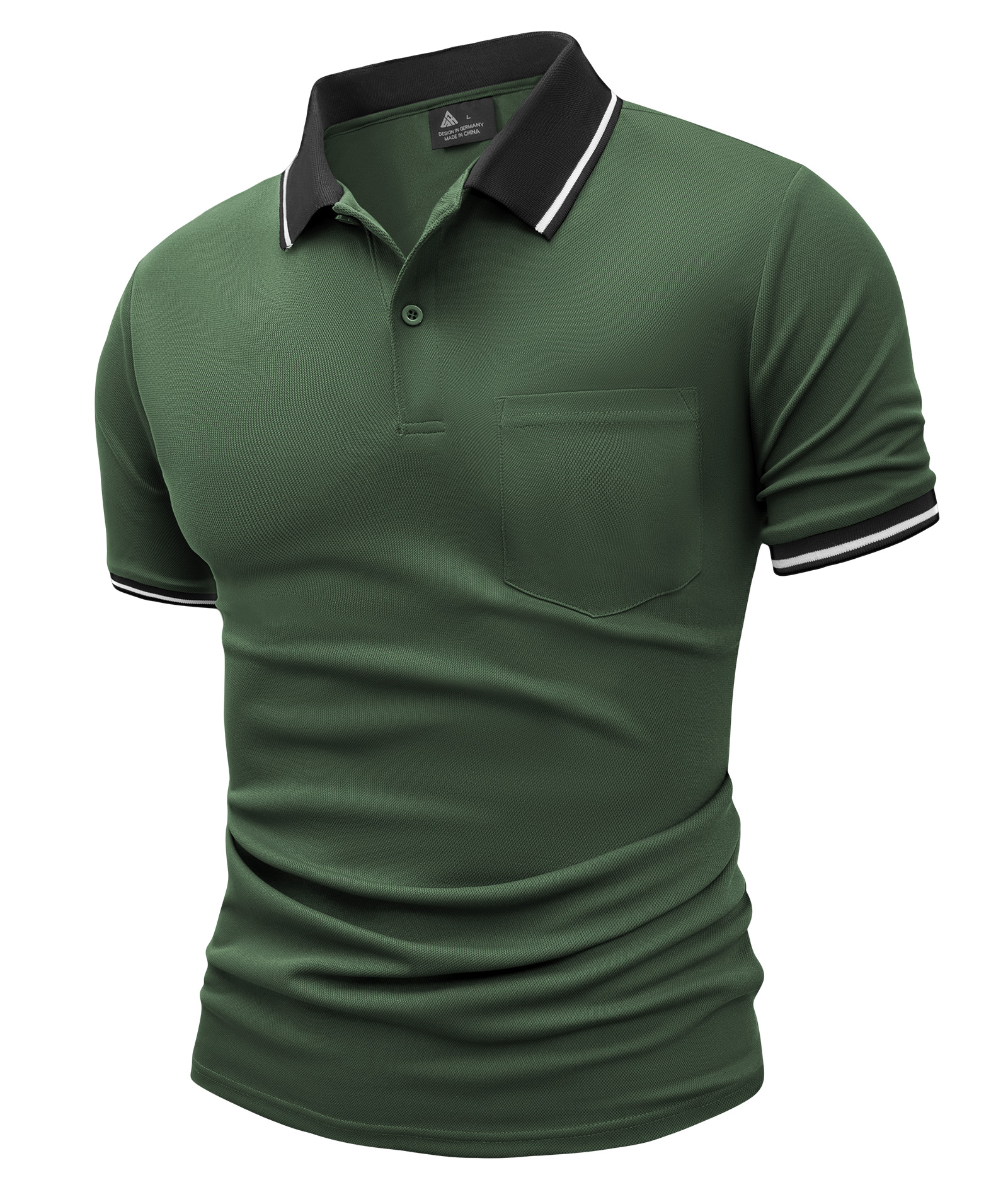 ZITY Men's Contrast Collar Slim Fit Polo Shirt-CUMPO05144