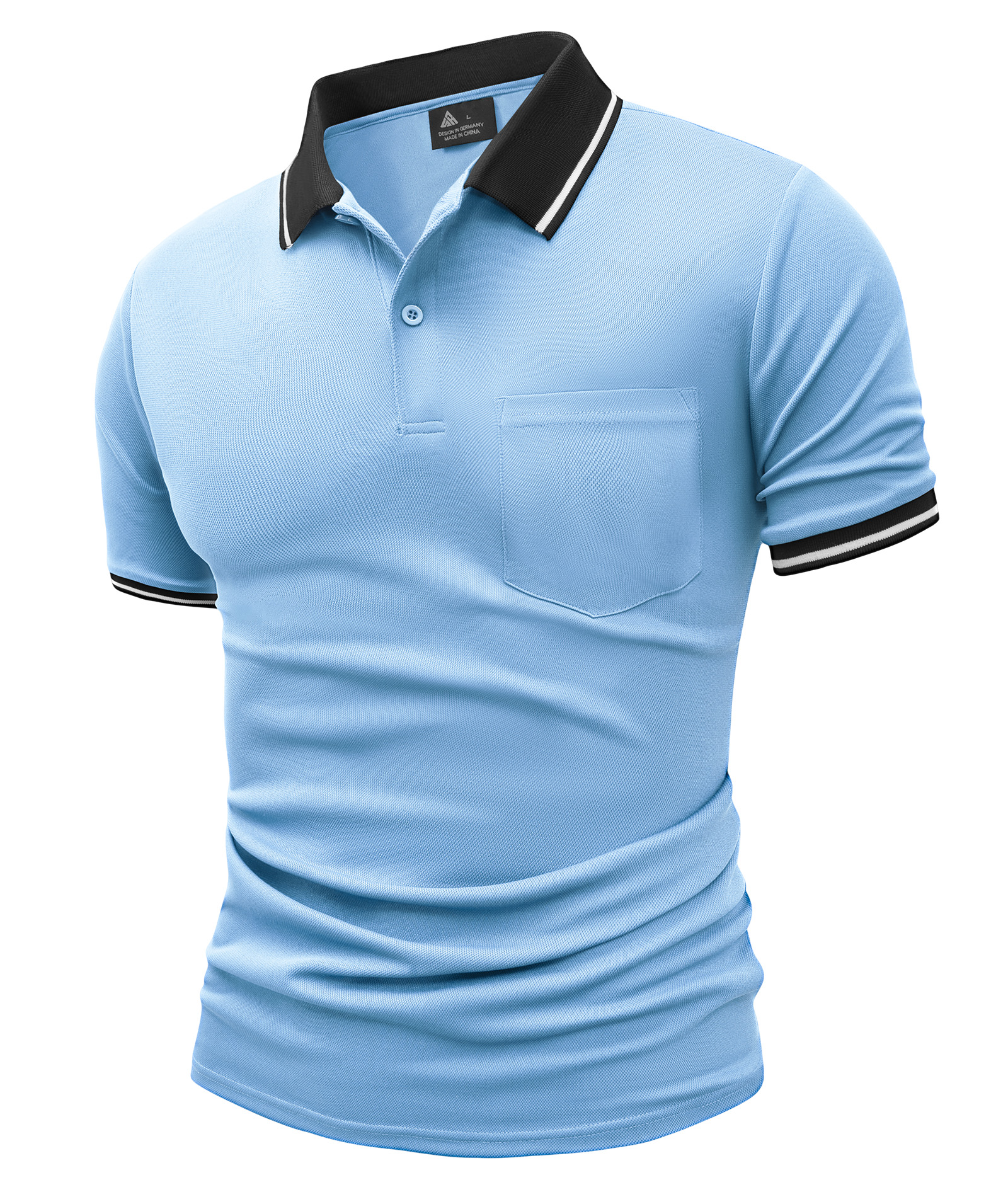 ZITY Men's Contrast Collar Slim Fit Polo Shirt-CUMPO05144