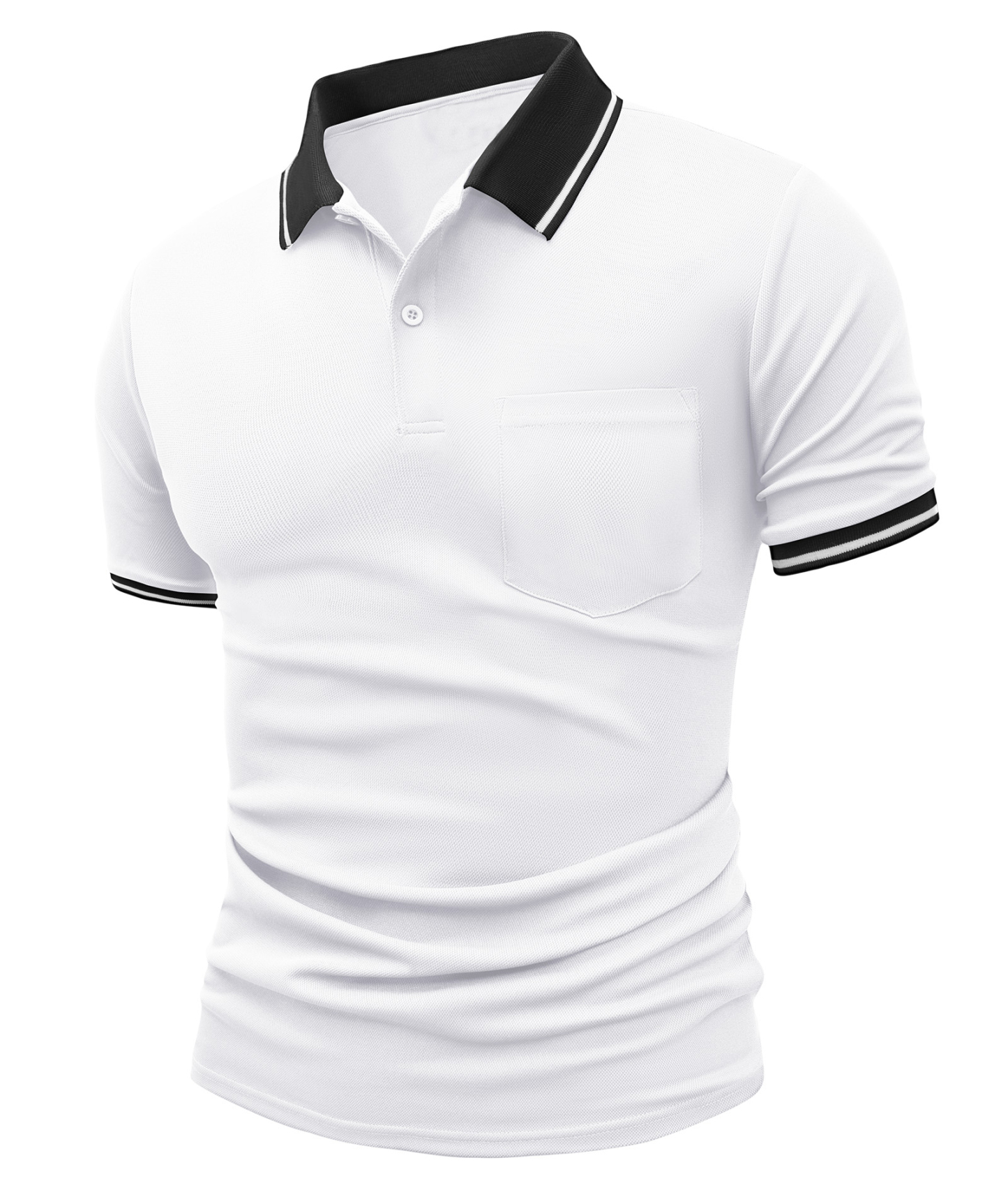 Men's Contrast Collar Slim Fit Polo Shirt