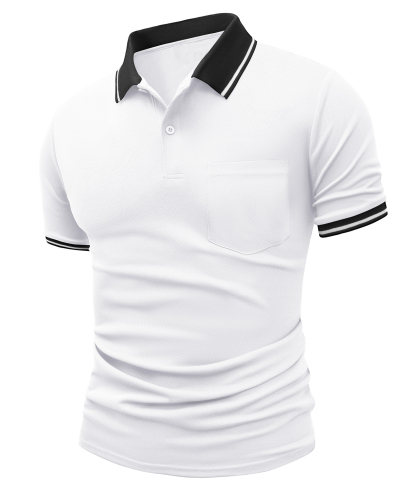 Men's Contrast Collar Slim Fit Polo Shirt