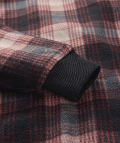 ZITY Men's Full Zipper Drawstring Plaid Fleece Hoodie-AUMFH00570