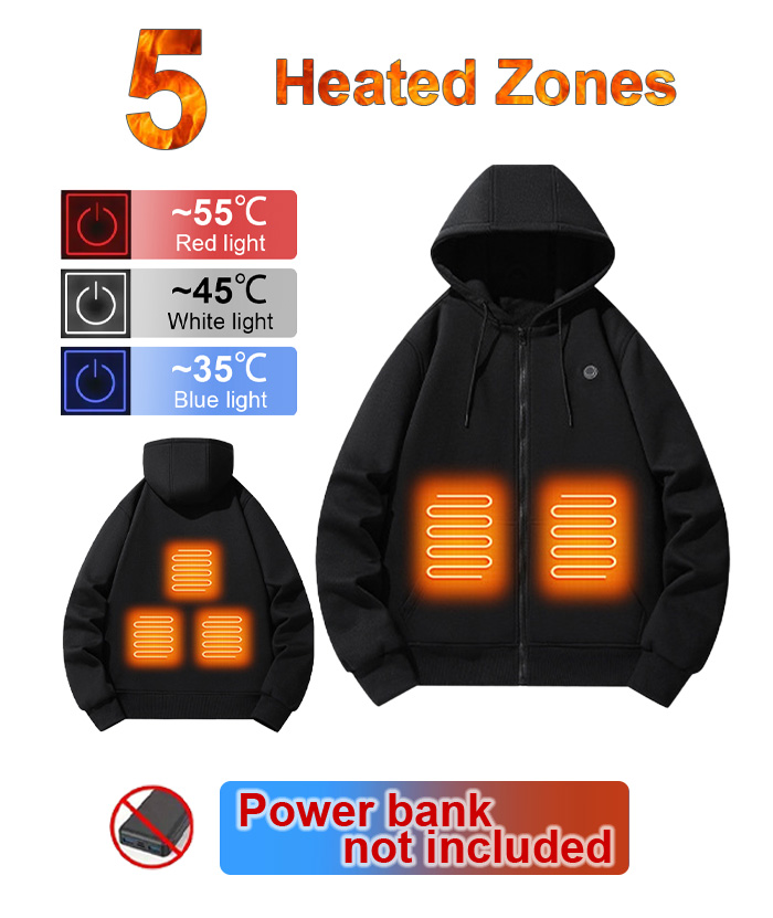 Men's 5 Heating Zones Heated Hoodie-DUMFH05686