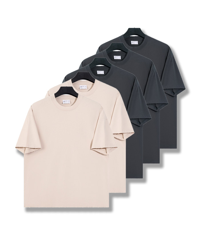 5-Pack Unisex Premium 8.85 oz/yd² Heavyweight Ribbed Cotton T-Shirts-DZUHE00164