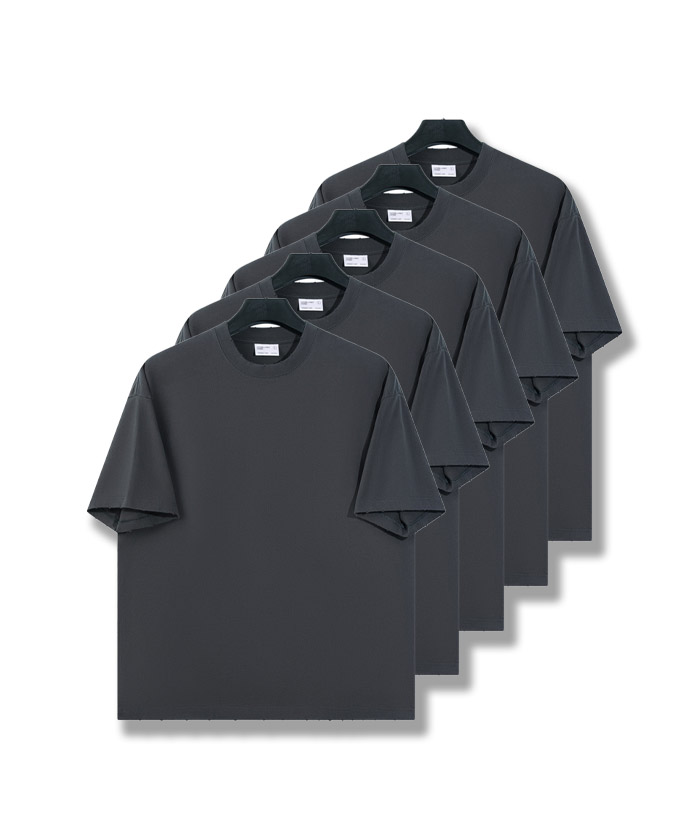 5-Pack Unisex Premium 8.85 oz/yd² Heavyweight Ribbed Cotton T-Shirts-DZUHE00164