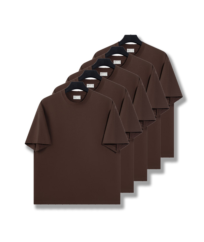 5-Pack Unisex Premium 8.85 oz/yd² Heavyweight Ribbed Cotton T-Shirts-DZUHE00164