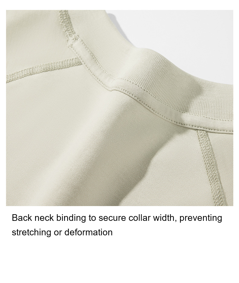 Back neck binding to secure collar width, preventing stretching or deformation