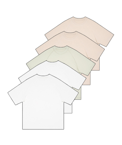 5-Pack Unisex  8.85 oz Heavyweight 100 Cotton Raglan Sleeve T-Shirts-DZUHE00163