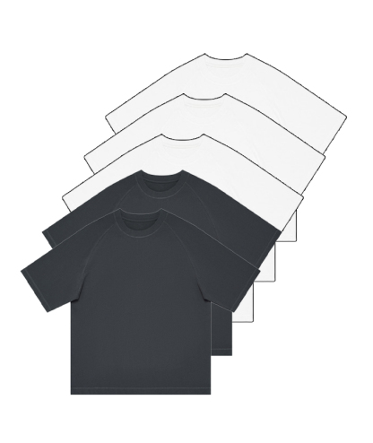 5-Pack Unisex  8.85 oz Heavyweight 100 Cotton Raglan Sleeve T-Shirts-DZUHE00163