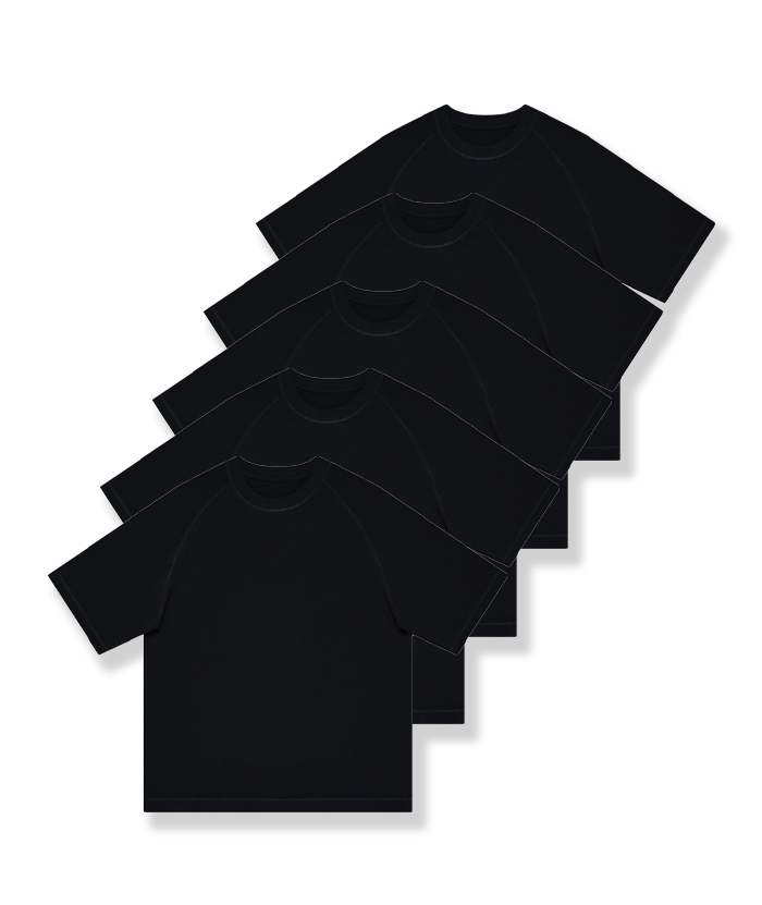 5-Pack Unisex  8.85 oz Heavyweight 100 Cotton Raglan Sleeve T-Shirts-DZUHE00163