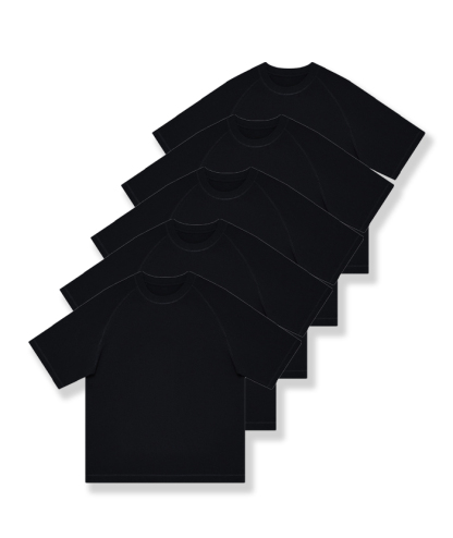 5-Pack Unisex  8.85 oz Heavyweight 100 Cotton Raglan Sleeve T-Shirts-DZUHE00163