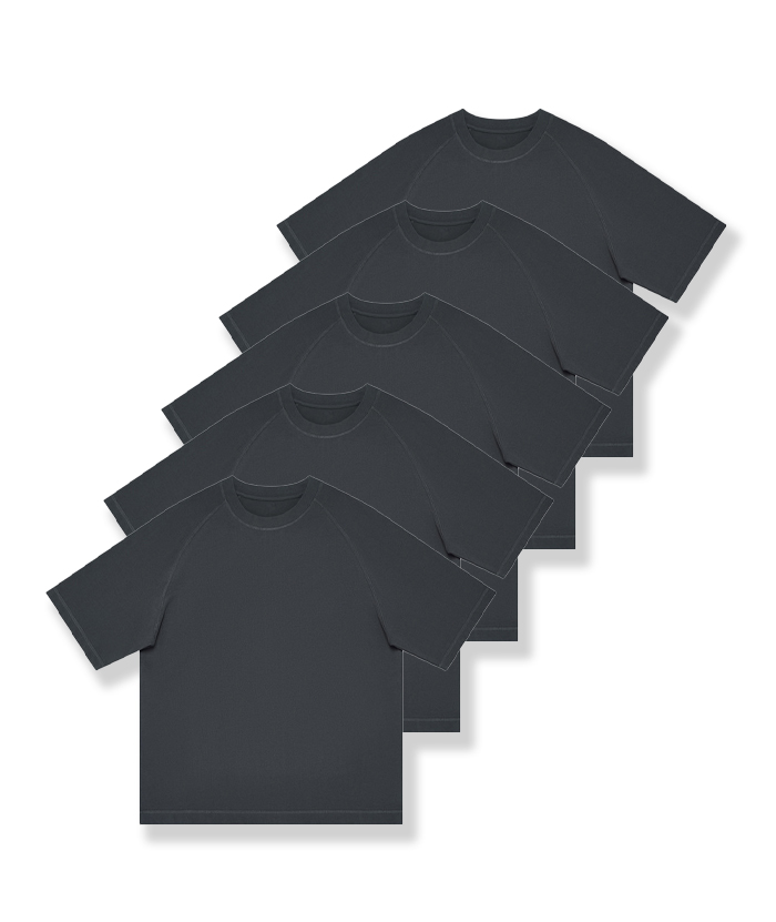 5-Pack Unisex  8.85 oz Heavyweight 100 Cotton Raglan Sleeve T-Shirts-DZUHE00163