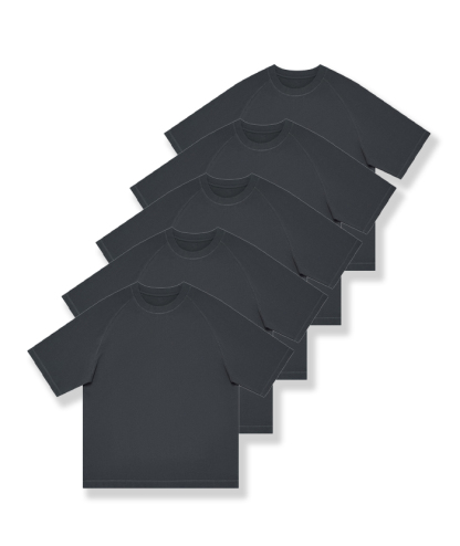 5-Pack Unisex  8.85 oz Heavyweight 100 Cotton Raglan Sleeve T-Shirts-DZUHE00163