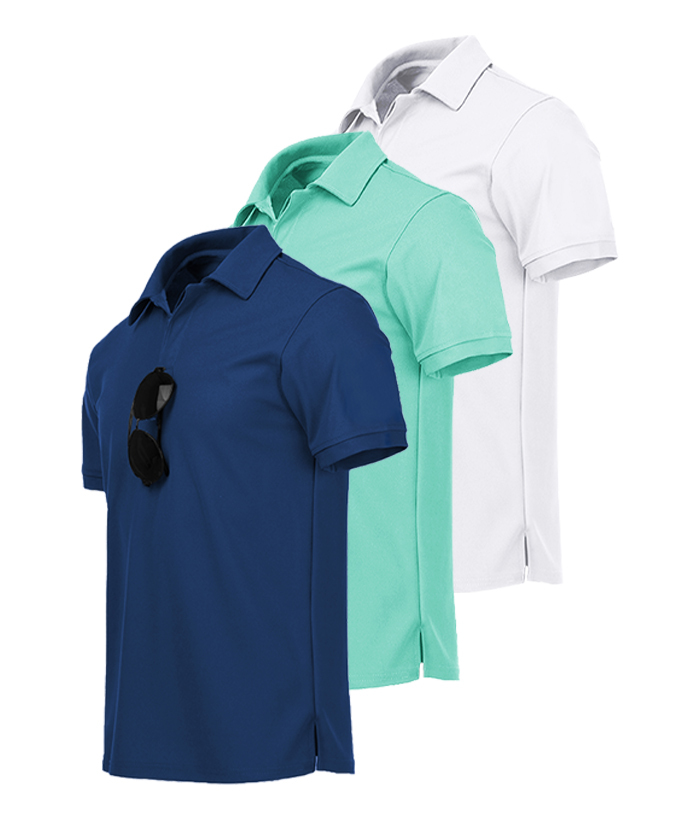 3 Pack Men's Button Up Dri Fit Golf Polo Shirt-AZUHE00035