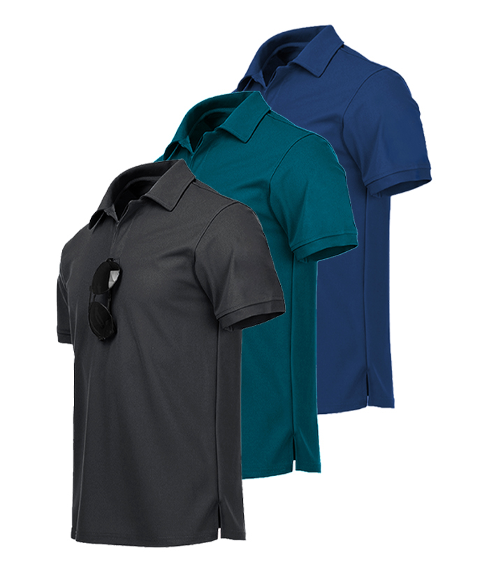3 Pack Men's Button Up Dri Fit Golf Polo Shirt-AZUHE00035