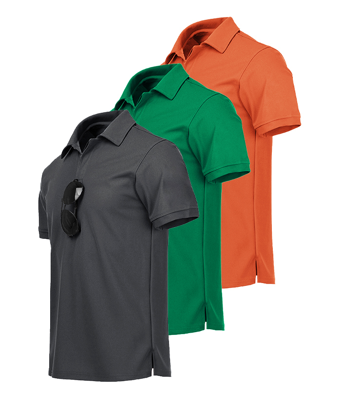 3 Pack Men's Button Up Dri Fit Golf Polo Shirt-AZUHE00035