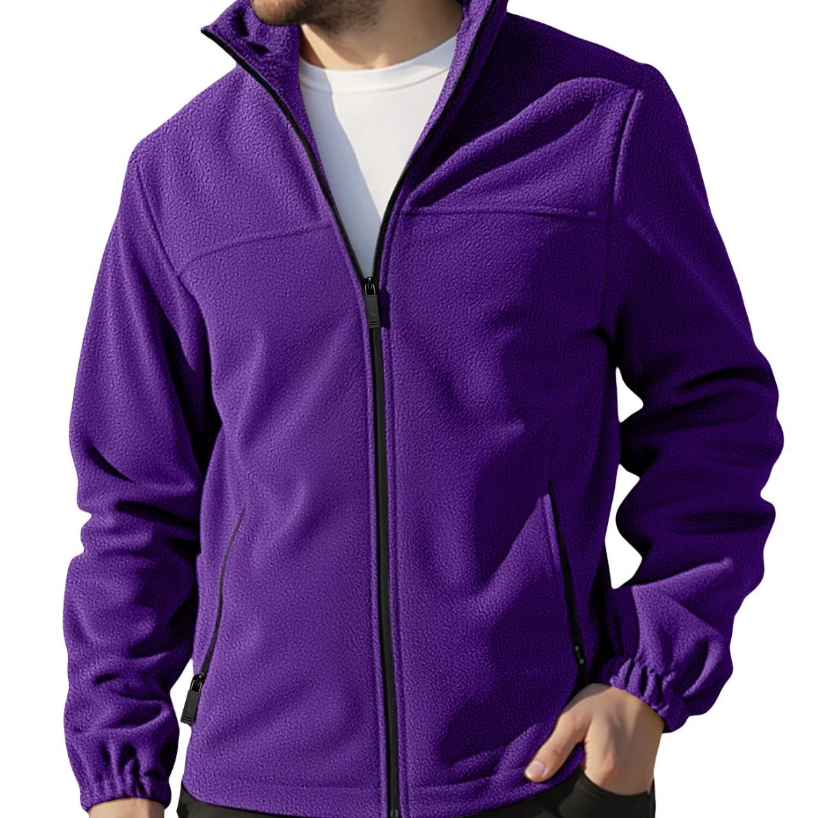 ZITY Men’s Fleece Jackets American Style Thickened Stand Collar Cardigan Hoodie