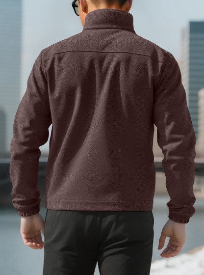 ZITY Men’s Fleece Jackets American Style Thickened Stand Collar Cardigan Hoodie