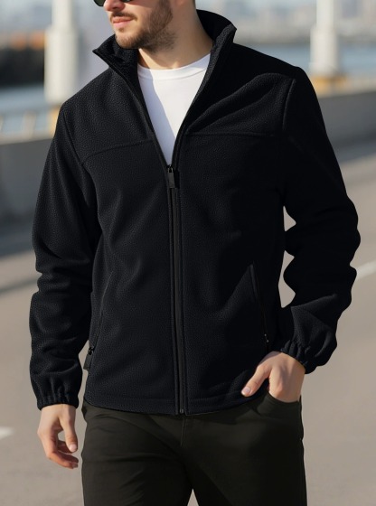 ZITY Men’s Fleece Jackets American Style Thickened Stand Collar Cardigan Hoodie