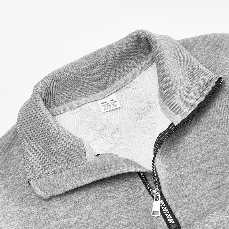 ZITY Men’s Half-Zip Stand Collar Fleece Long Sleeve Top Summer Casual Outerwear